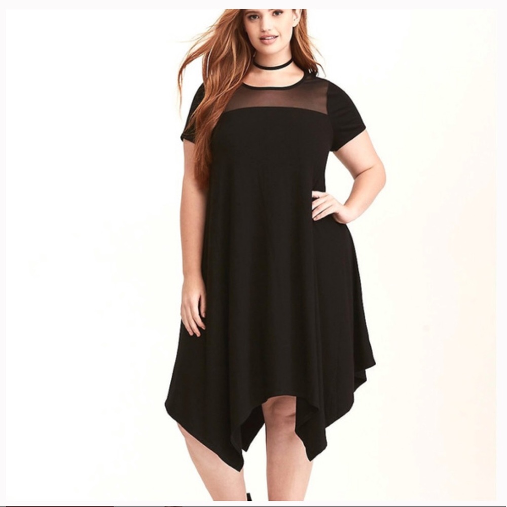 Torrid black hankerchief mesh dress sz0